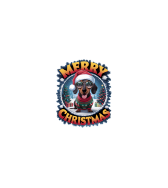 Merry Christmas Teckel model nisipiu pe tricou