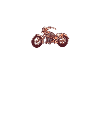 Motocicletă cu Schelet model alb pe tricou