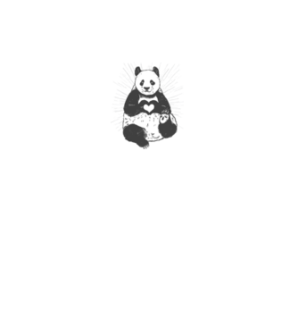 Inimă panda model alb pe tricou