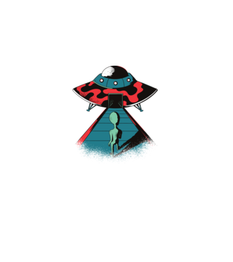 Alien Ufo model negru pe tricou