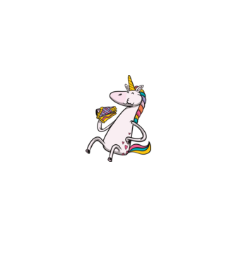 Unicorn cu prăjitură model alb pe tricou