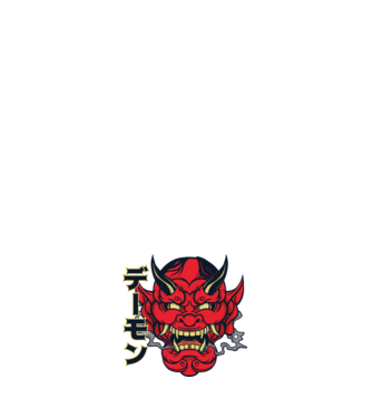 Mască demon chinez model negru pe tricou
