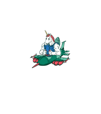 Unicorn Avion de vânătoare model albastru jeanși pe tricou