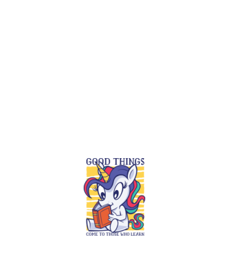 Student unicorn model alb pe tricou