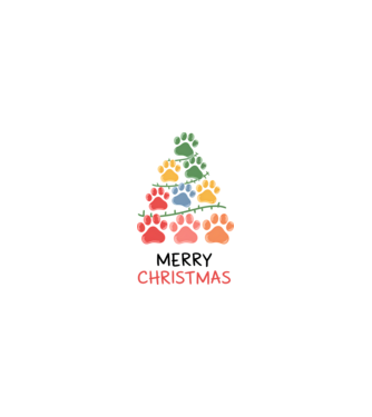 Merry Christmas Paws Alb model nisipiu pe tricou