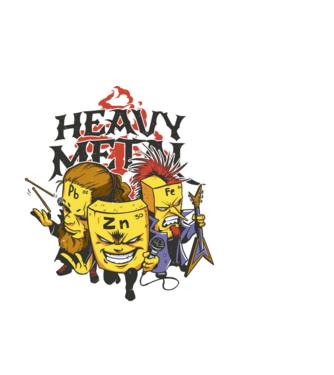Elemente Heavy Metal model negru pe tricou