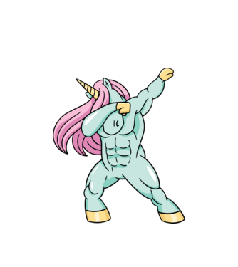 Unicorn Body Building DAB model alb pe tricou