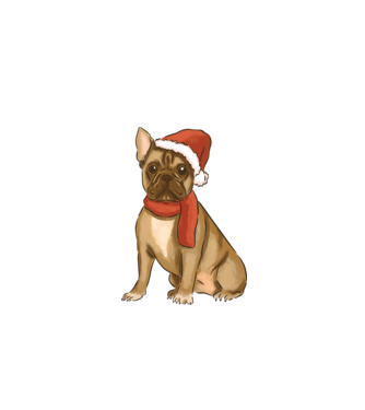 Bulldog francez de Crăciun model alb pe tricou