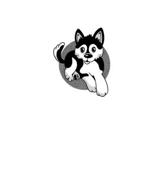 Câine Pomsky model albastru deschis pe tricou