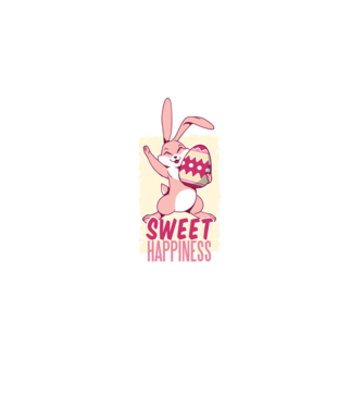 Sweet Happiness pentru Paște tricou cu iepuraș model albastru închis pe tricou