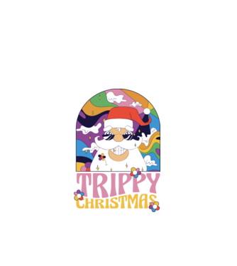 Trippy Christmas model negru pe tricou