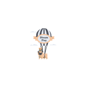 Steampug - mops model gri pe tricou