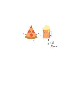 Best Buds - Pizza + Beer model nisipiu pe tricou
