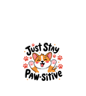 Just Stay Paw-sitive Alb model alb pe tricou
