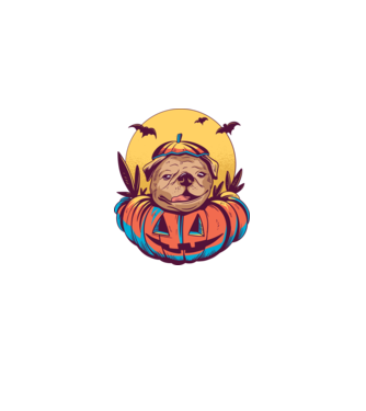 Mops Halloween model negru pe tricou