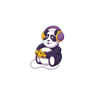 Gamer Panda model gri pe tricou