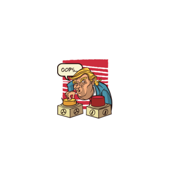 Trump Bombă nucleară model alb/roșu pe tricou