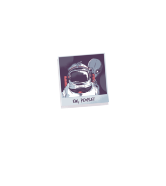 Ew, Oameni - Astronaut cu extraterestru model negru pe tricou
