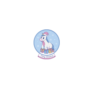 Glob de zăpadă drăguț, de Crăciun, cu Unicorn model negru pe tricou