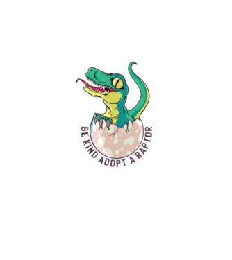 Be kind adopt a Raptor tricou cu dinozaur model alb pe tricou