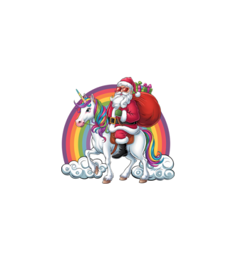 Moș Crăciun cool pe un unicorn 2 model negru pe tricou