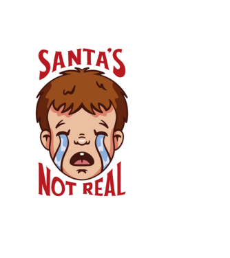 Santa's Not Real copil plângând model negru pe tricou