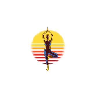 Retro yoga model negru pe tricou