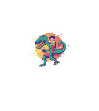 T-rex Gamer dinozaur model albastru jeanși pe tricou