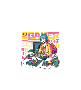 Anime fată Gamer model negru pe tricou
