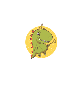 T-rex Unicorn cu baghetă magică model albastru deschis pe tricou