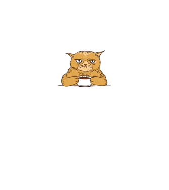 Grumpy Cat - Pisică supărată cu cafea model gri pe tricou