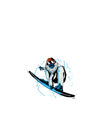 Yeti Snowboarder model alb pe tricou
