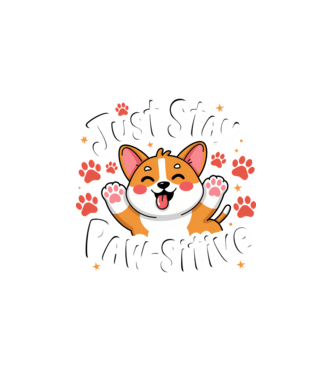 Just Stay Paw-sitive Negru model alb pe tricou