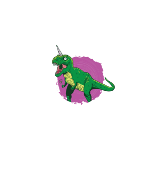 T-rex unicorn model negru pe tricou