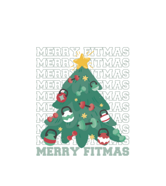 Merry Fitmas Fitmas Pom de Crăciun Fitness model alb pe tricou