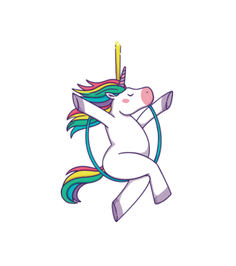 Unicorn pe cerc model alb pe tricou