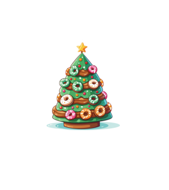 Doughnut pom de Crăciun model alb pe tricou