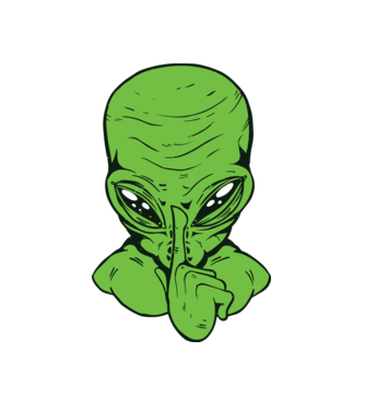 Alien Psst model alb pe tricou