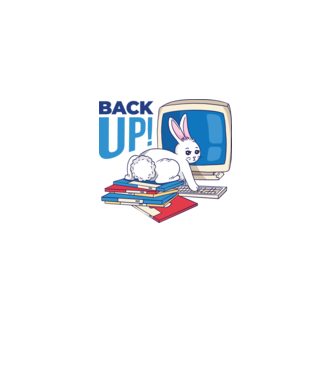 Back up bunny model alb pe tricou