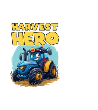Harvest Hero Tractor model alb pe tricou