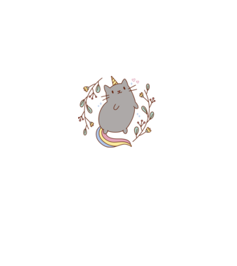 Pisică Unicorn model alb pe tricou