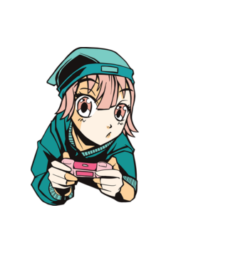 Anime fată Gamer model negru pe tricou
