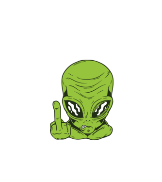 Alien arată degetul model negru pe tricou