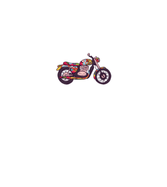 Motociclist Hippi model negru pe tricou