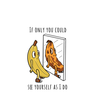 Oglindă Banană model alb pe tricou