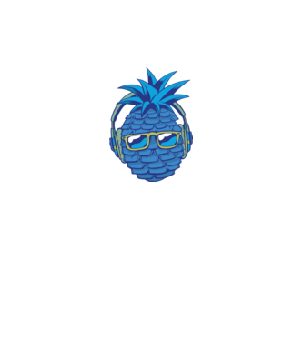 Ananas albastru cu căști model gri pe tricou