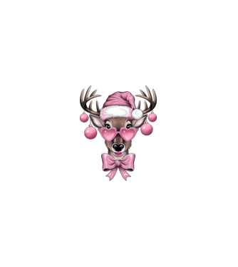 Pink Xmas Reindeer model roz deschis pe tricou