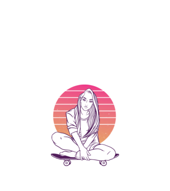 Fată Skateboarder model albastru închis pe tricou