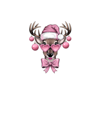 Pink Xmas Reindeer model alb pe tricou