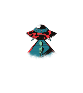 Alien Ufo model negru pe tricou